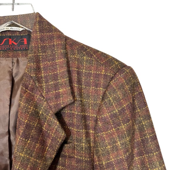 VINTAGE ESKA INTERNATIONAL Women's 12 Blazer Green/Maroon Tweed - Picture 2 of 10